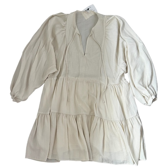 ANINE BING Madison Silk Mini Boho Dress White Black Stripe Size XS - Picture 6 of 15